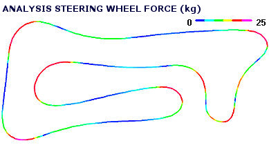 Analysis driver effort on the steering wheel on braking - entry corner - exit corner and traction - Kart Analysis Experience by NT-Project