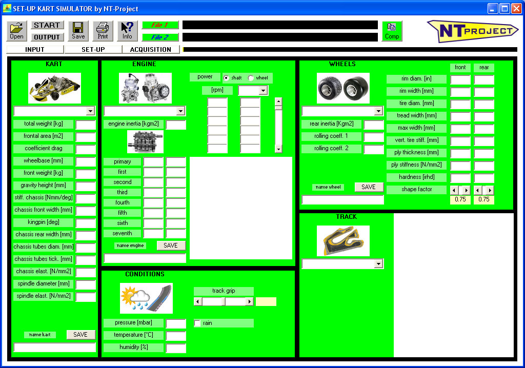 Software SET-UP Kart Simulator - Simulatore completo kart per sviluppo tecnico e ricerca setup ottimali by NT-Project