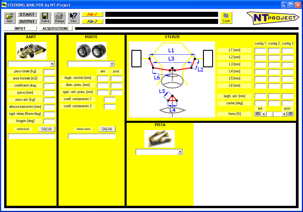 Software Steering Analysis Kart - Analisi meccanismo sterzo kart per ottimizzazione aderenza e bilanciamento kart e feeling del pilota by NT-Project