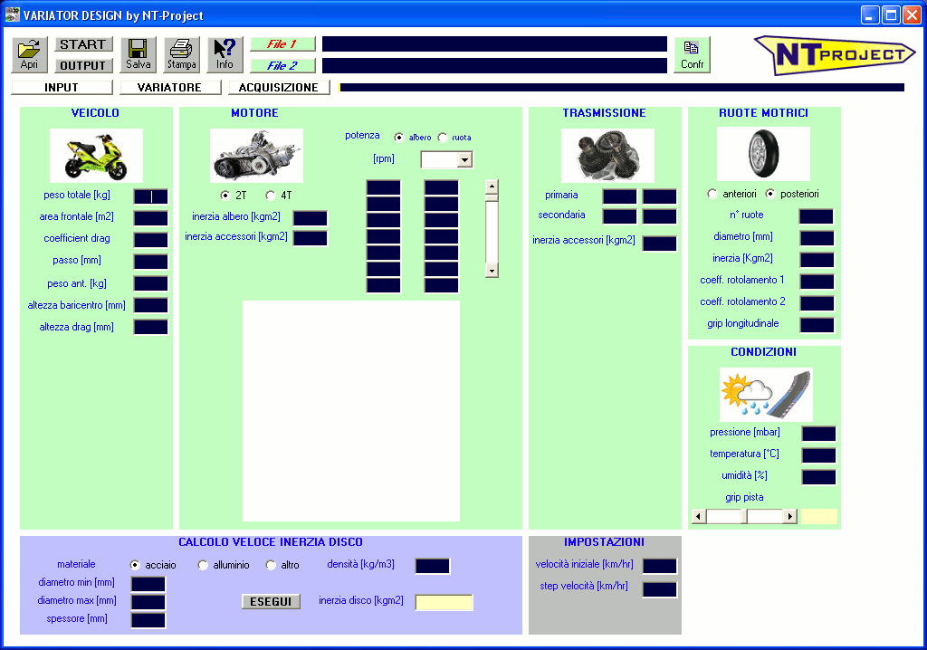 VARIATOR DESIGN software per progettazione e set-up ottimale variatore scooter, quad, minicar
