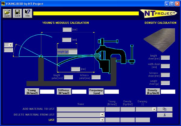 Software YOUNG REED for the calculation of Young's Modulus and density of reed petals - by NT-Project